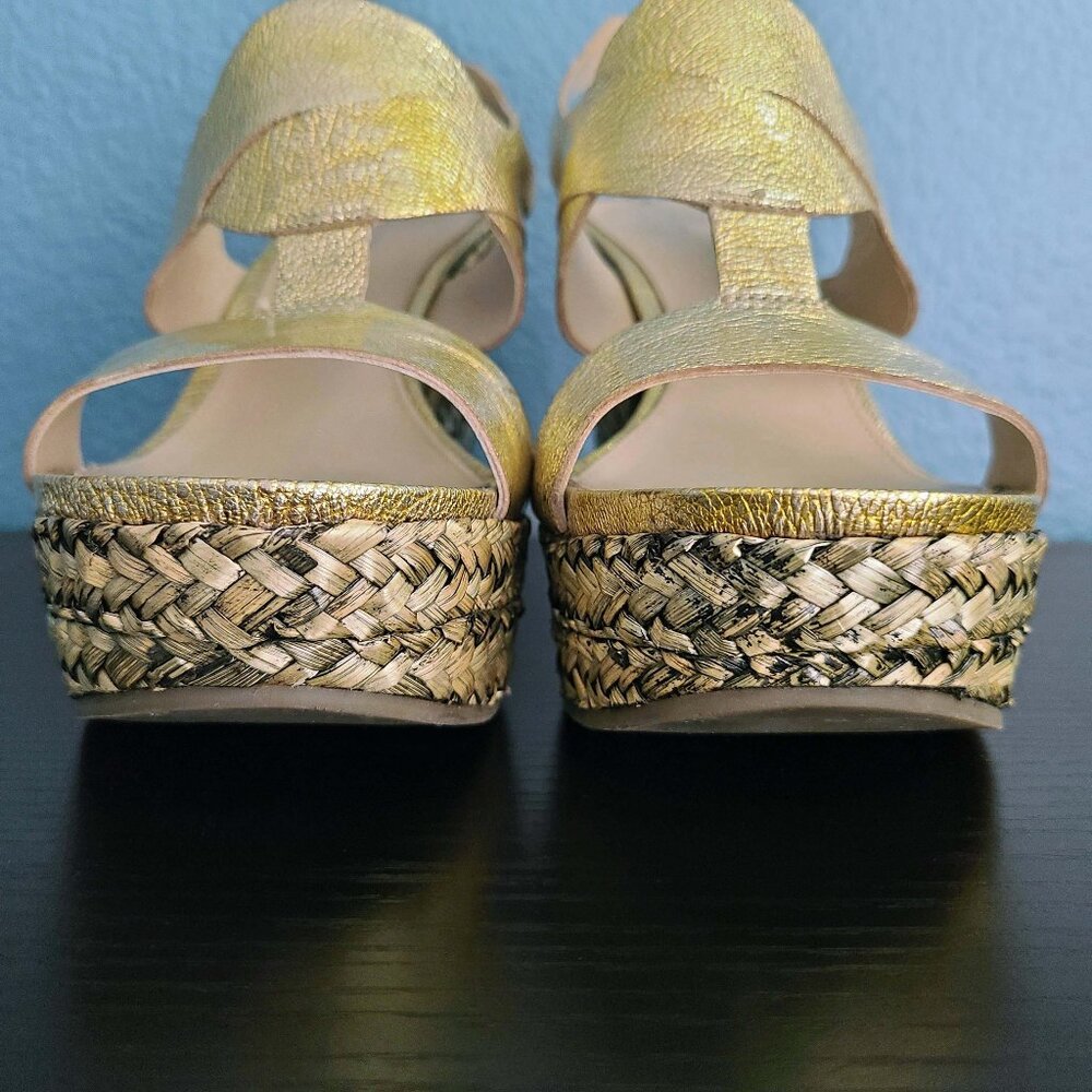 VIA SPIGA ~ “Flora” Gold Leather Platform Heels ~ 8M  EUC - Picture 9 of 14